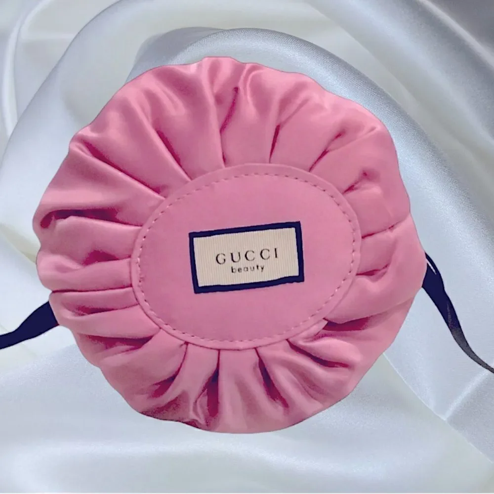GUCCI FLORAL DRAWSTRING COSMETIC BAG ROUND POUCH